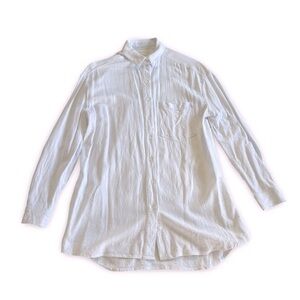 NWOT Esmée Collections textured oversized linen crisp white Button down Shirt S